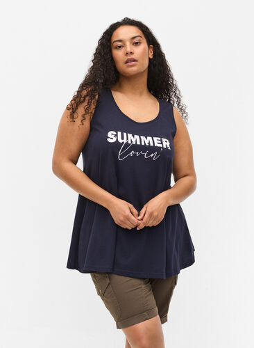 Cotton top with rounded neckline, Night Sky SUMMER, Model image number 0