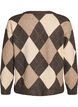 Argyle cardigan with rhinestones, Brown, Packshot image number 1