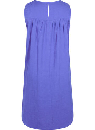 Sleeveless cotton dress in a-shape, Dazzling Blue, Packshot image number 1