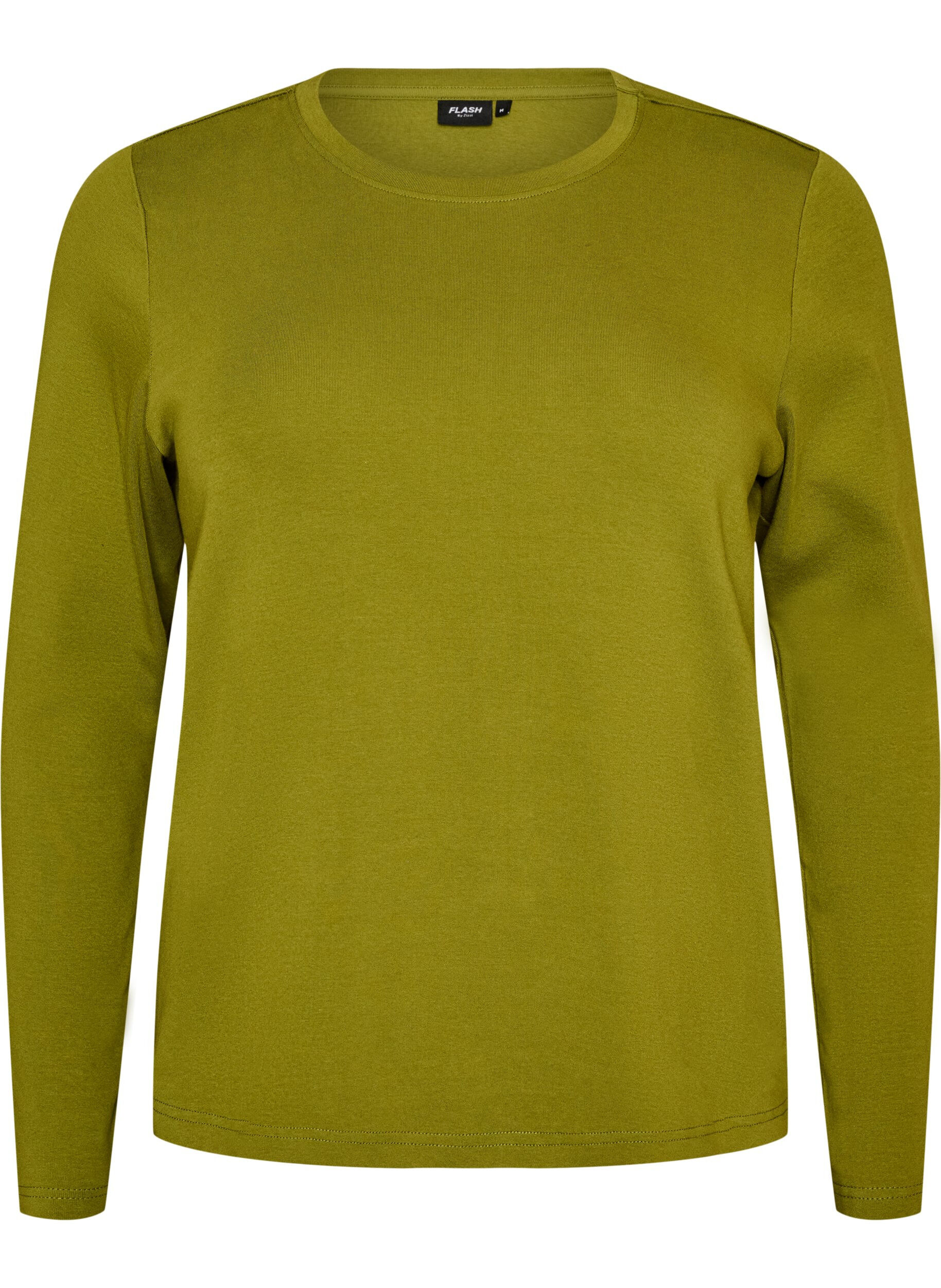 ZizzifashionLong-sleeved basic T-shirt with a round neck, Green, Packshot image number 0