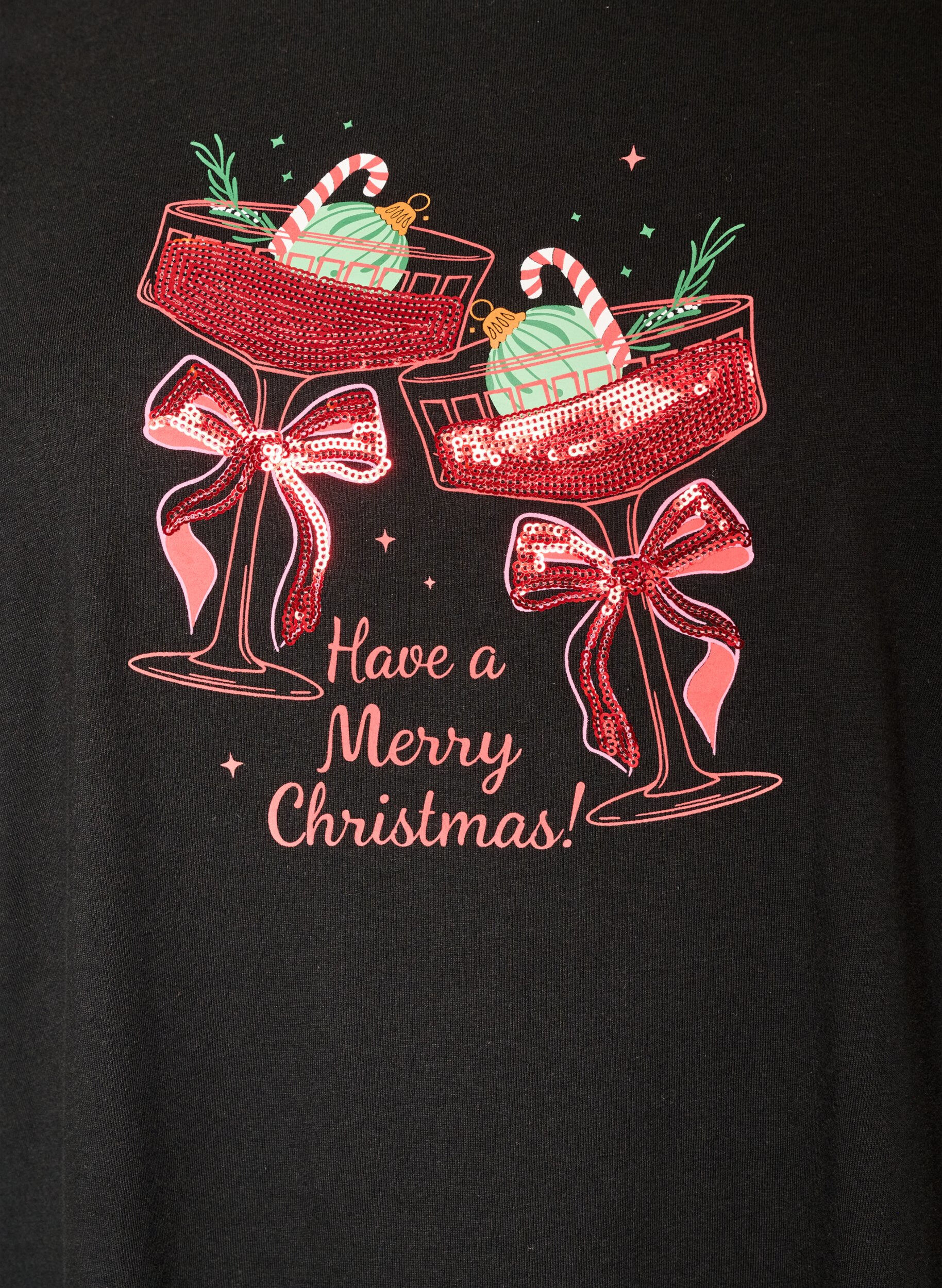 ZizzifashionChristmas t-shirt in organic cotton, Black, Packshot image number 2