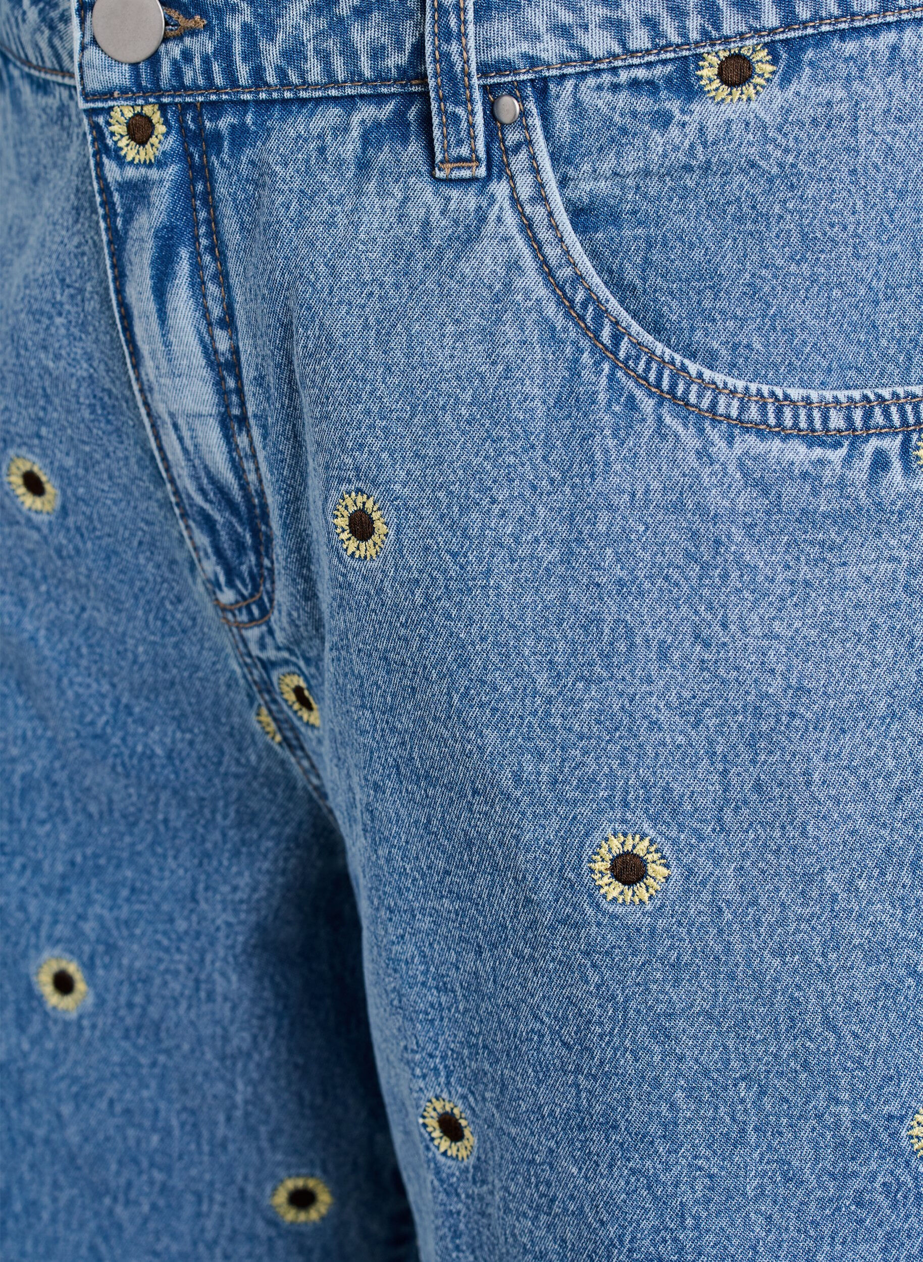 ZizzifashionDenim shorts with embroidered flowers, Light Blue, Packshot image number 2