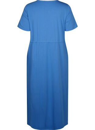 Midi dress in cotton with short sleeves, Marina SOLID, Packshot image number 1