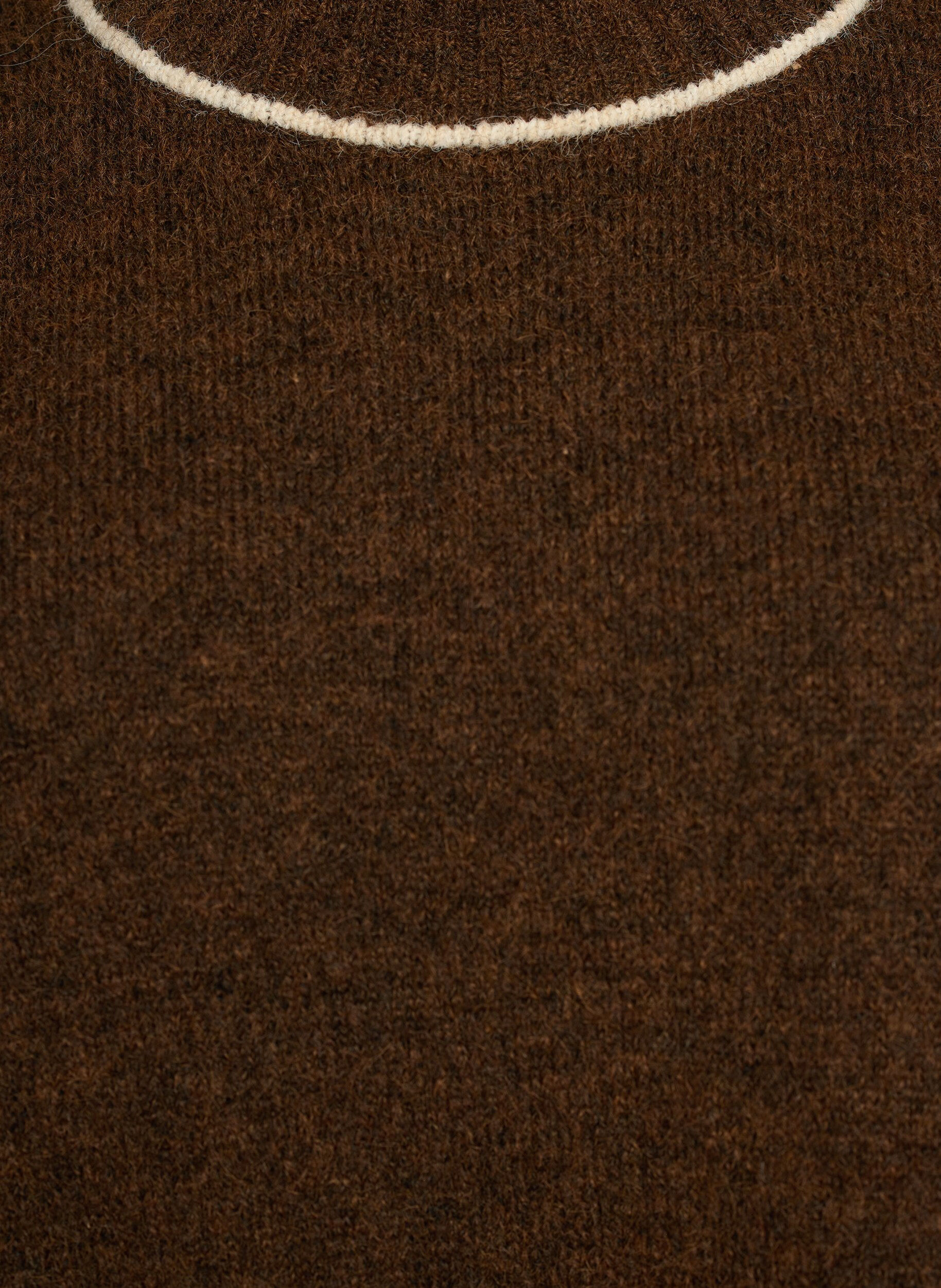 ZizzifashionKnitted jumper with turtleneck and contrast stripes, Brown, Packshot image number 2