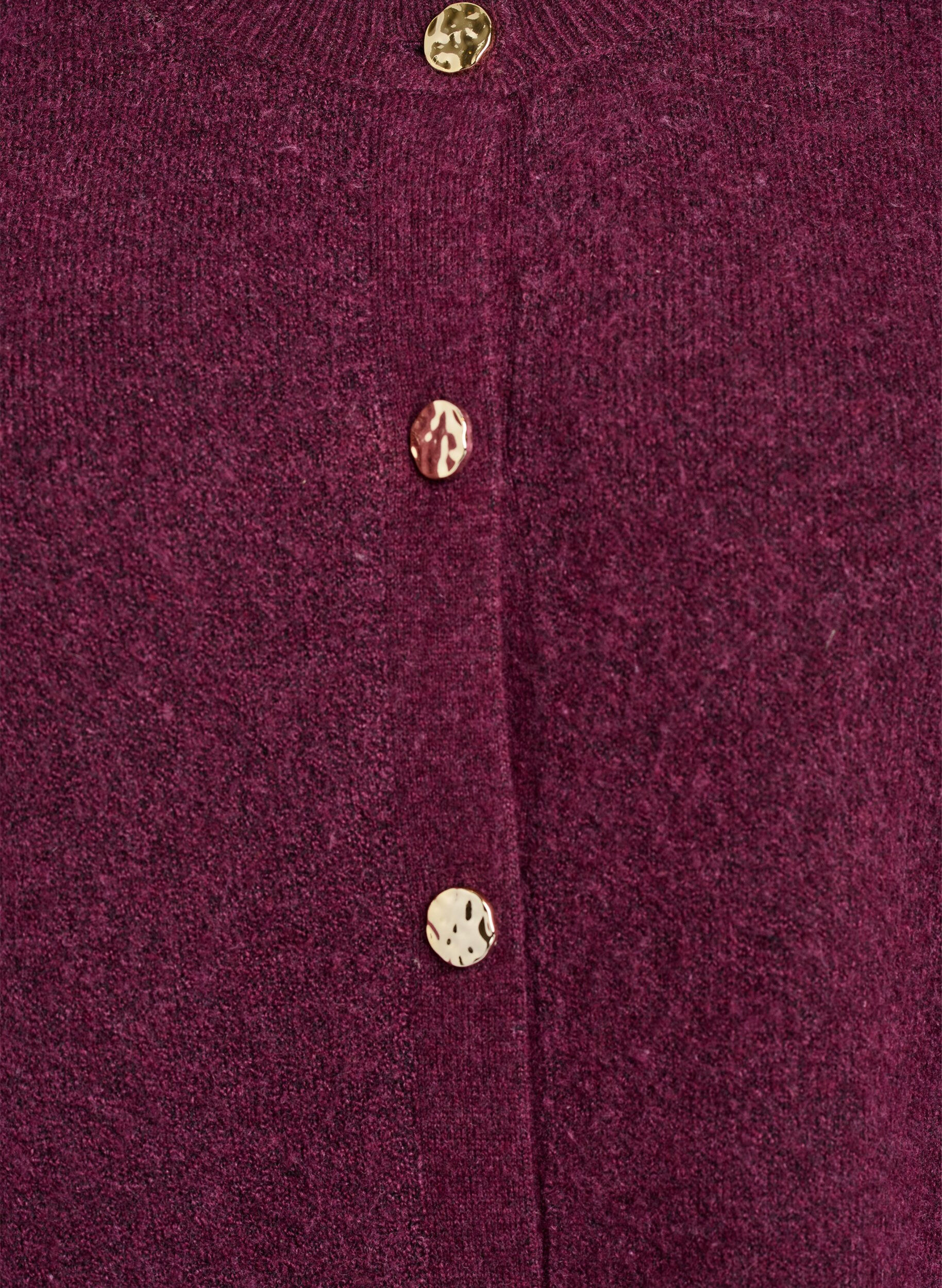 Zizzifashion Cardigan in soft knit with gold-coloured buttons, Dark Bordeaux, Packshot image number 2