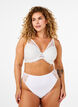 Microfiber thong with lace, White, Model image number 0