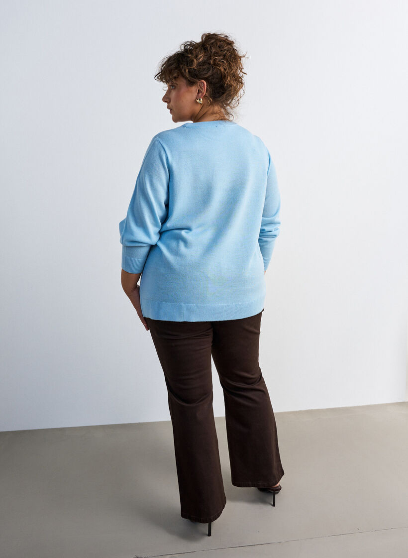 Knitted blouse with a Christmas motif, Light Blue, Model image number 2