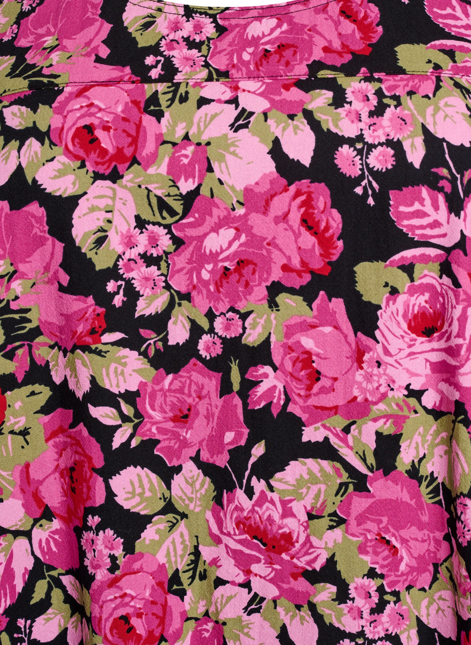 Zizzifashion Short-sleeved, printed cotton dress, Black, Packshot image number 2