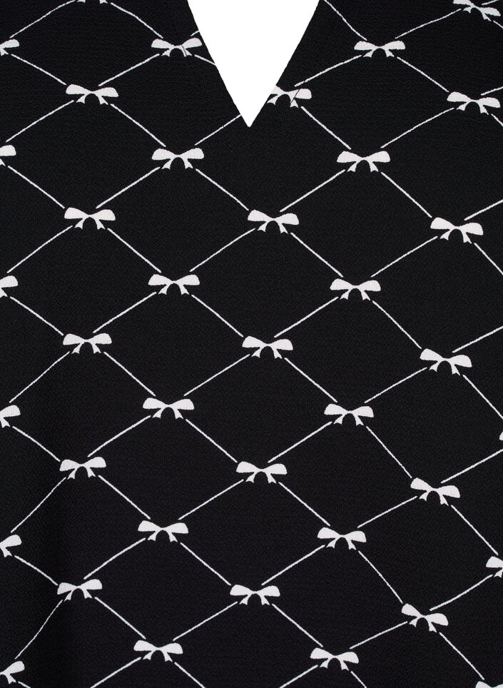 V-neck blouse with bow print, Black Bow AOP, Packshot image number 2