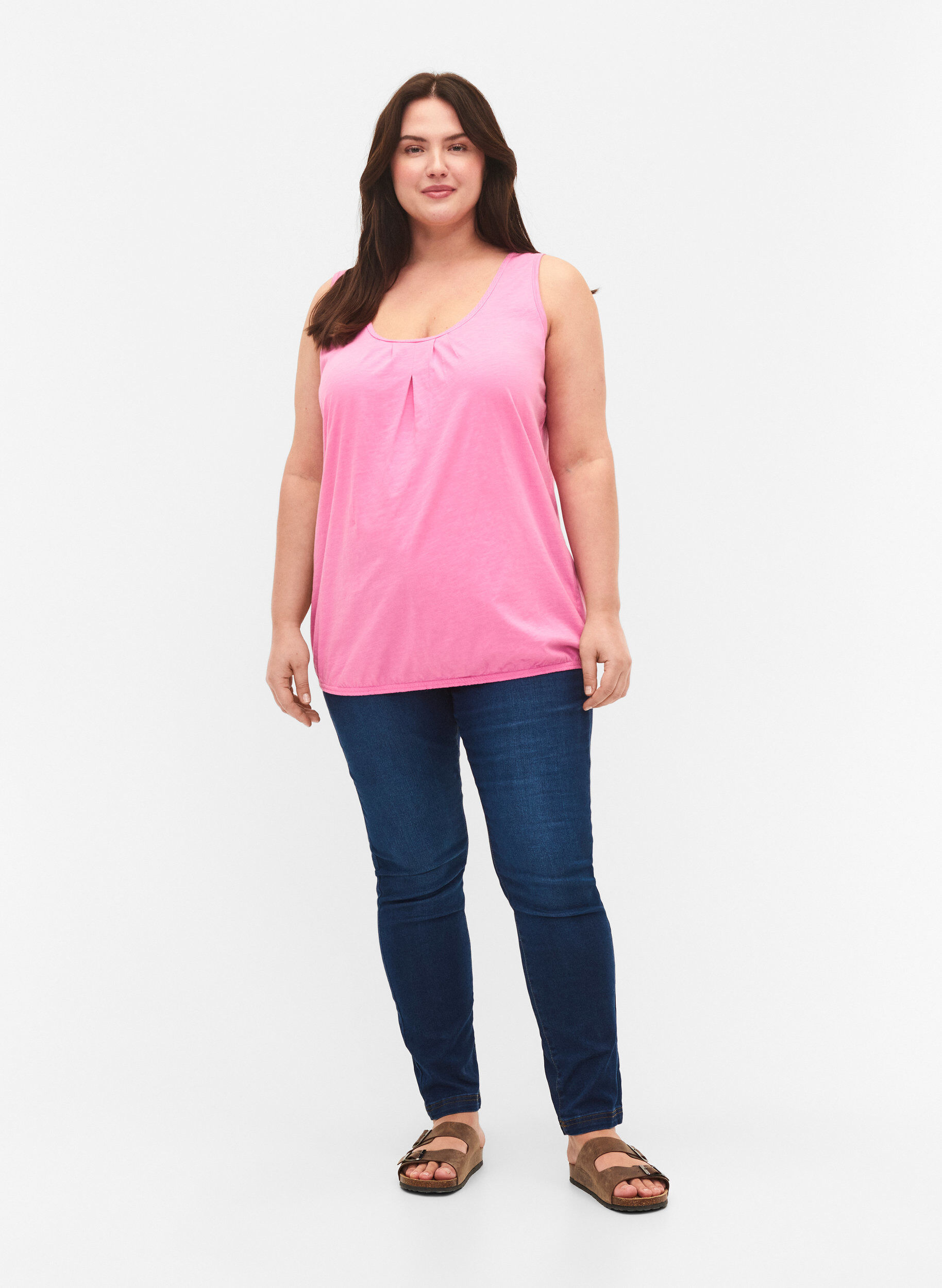 Zizzifashion 2-pack cotton top with lace trim, Rosebloom / Black, Model image number 2