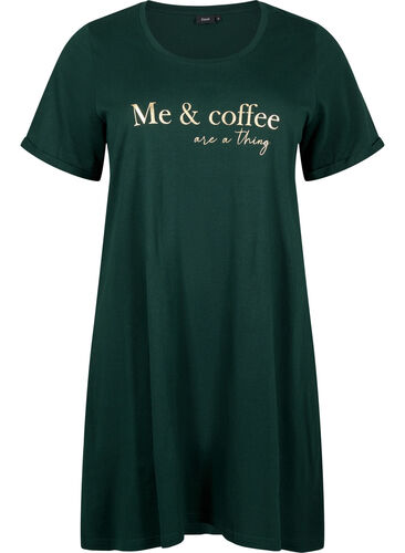 Short-sleeved nightgown in organic cotton, Scarab W. Coffee, Packshot image number 0