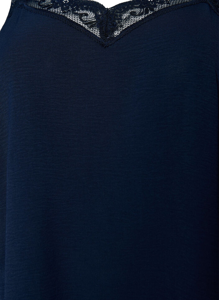 Cami top with a V-neck and lace trim, Blue, Packshot image number 2