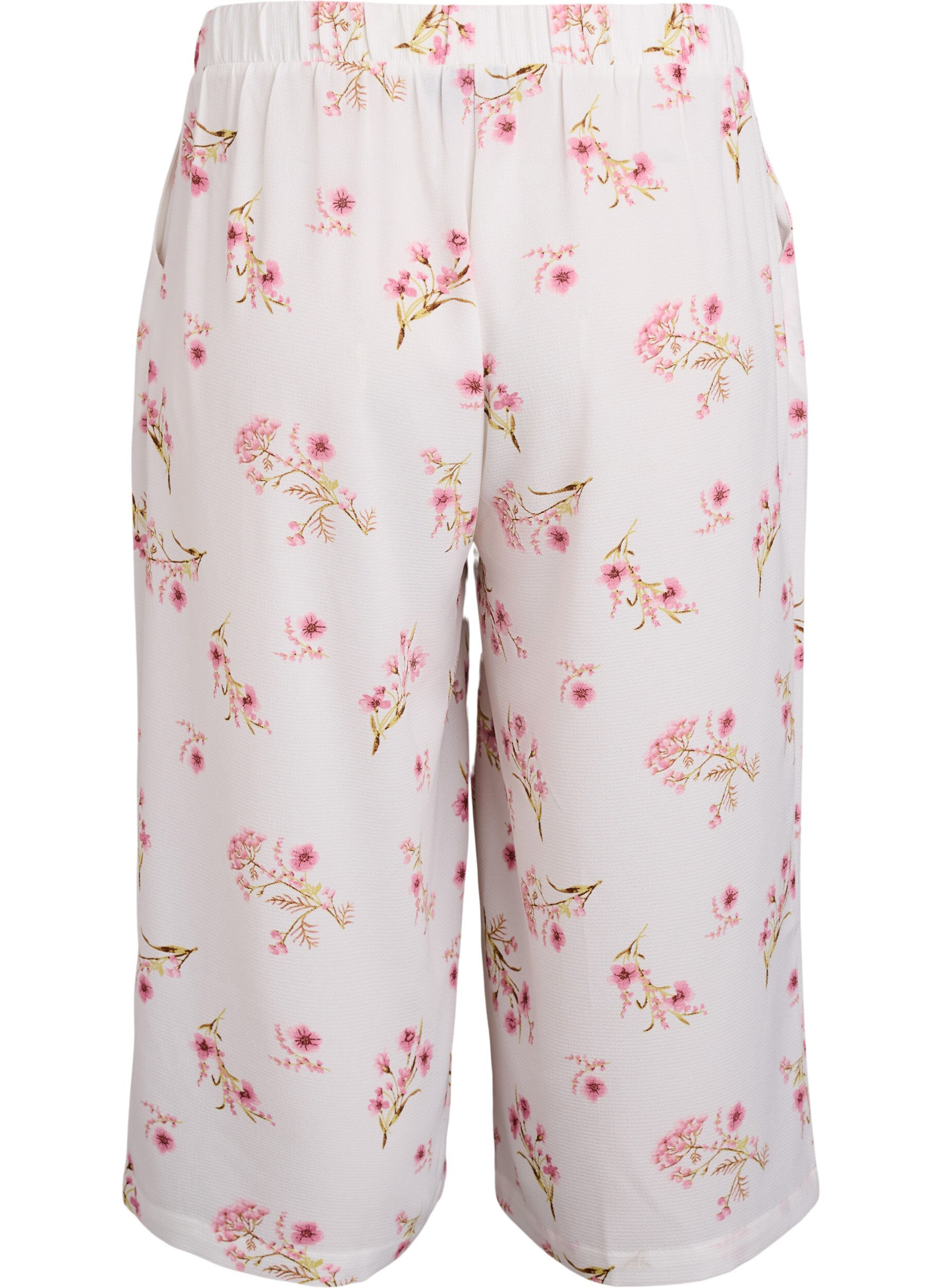 Zizzifashion Culotte trousers with print, White, Packshot image number 1