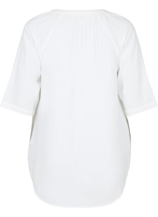 3/4 sleeve tunic in cotton, Bright White, Packshot image number 1