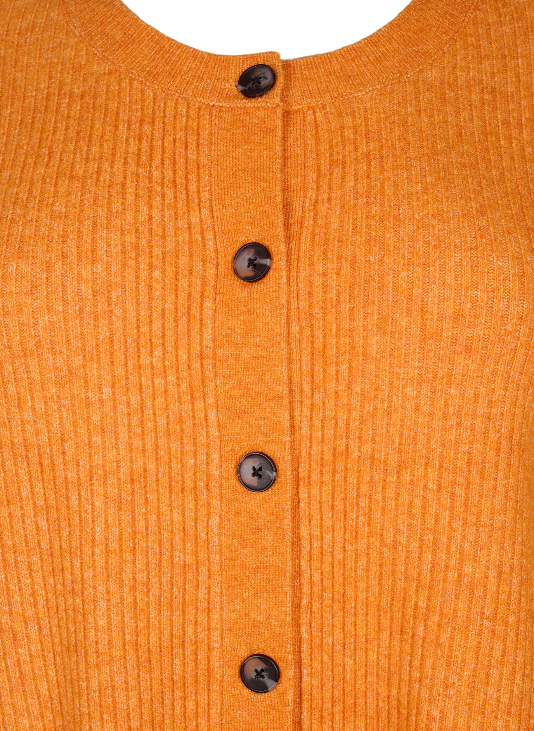 Zizzifashion Rib knit cardigan with buttons, Orange, Packshot image number 2
