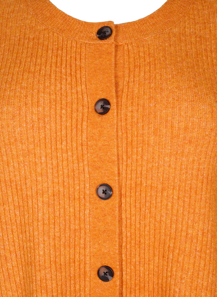 Rib knit cardigan with buttons, Orange, Packshot image number 2