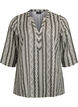 Striped blouse in linen-viscose blend, Green, Packshot image number 0