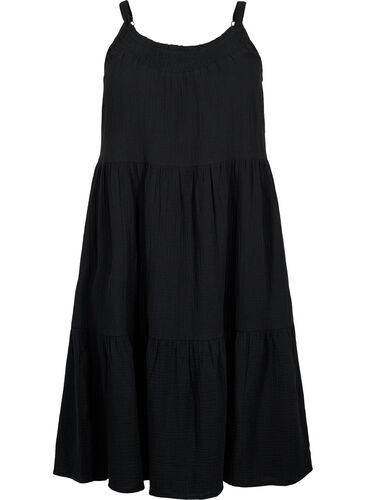 Solid cotton tie-dye dress, Black, Packshot image number 0