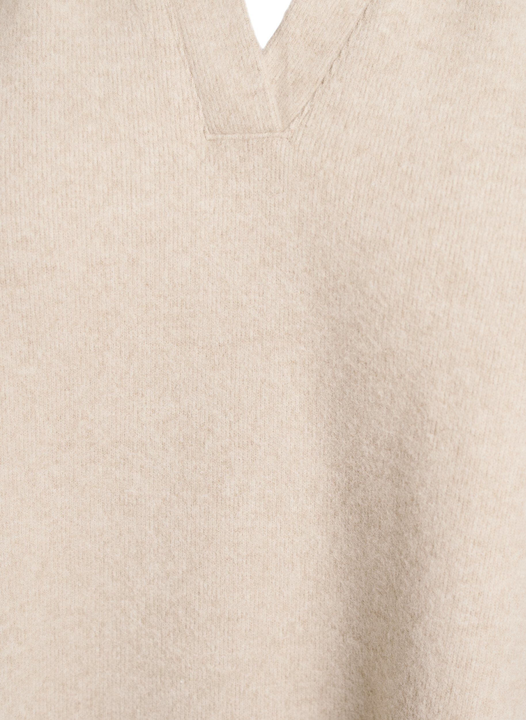 Zizzifashion Knee-length jersey dress with a V-neck and collar, Beige, Packshot image number 2