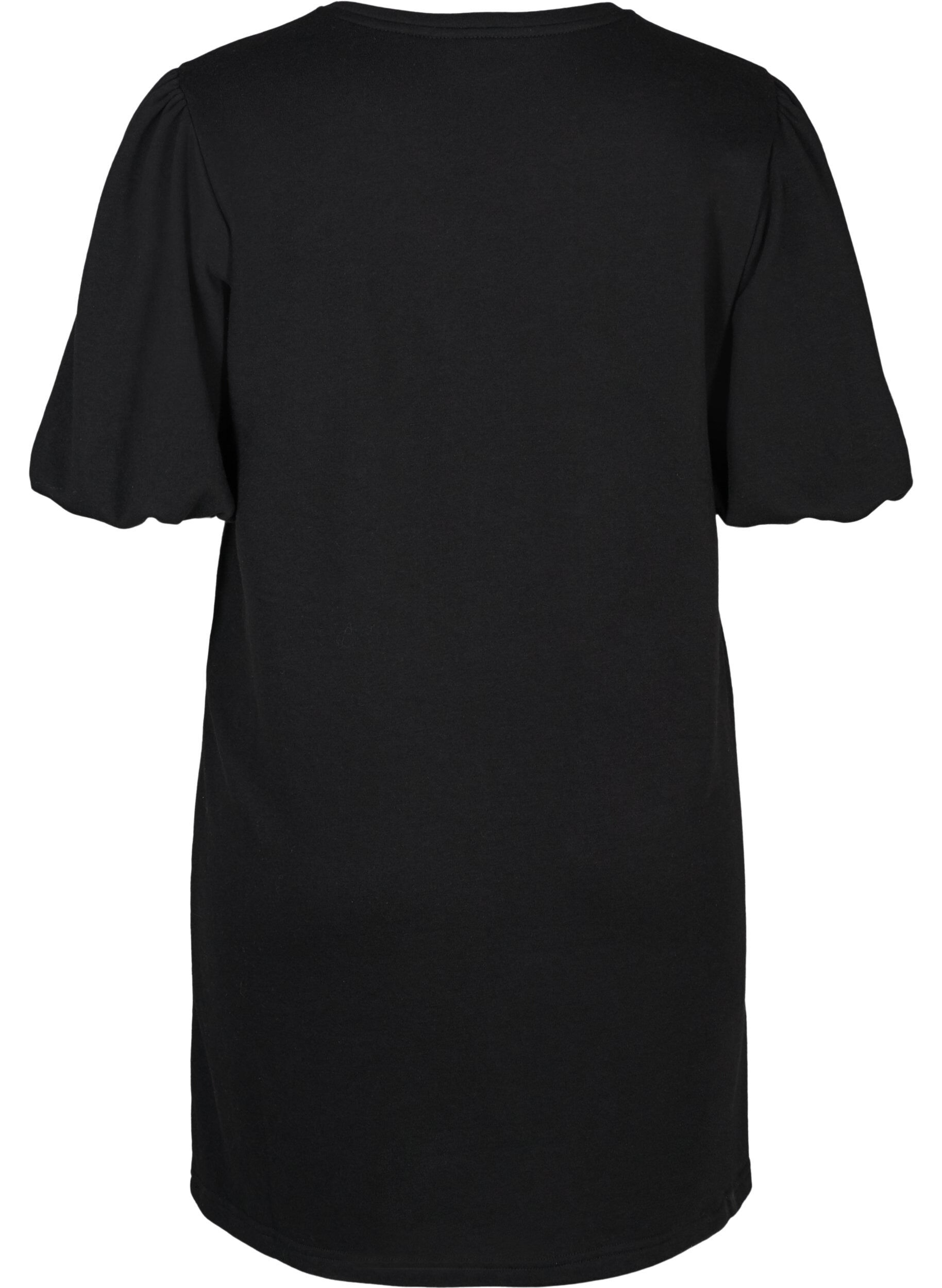 Zizzifashion Sweater dress with puff sleeves, Black, Packshot image number 1