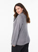 Knitted blouse with turtleneck and side buttons, Grey, Model image number 2