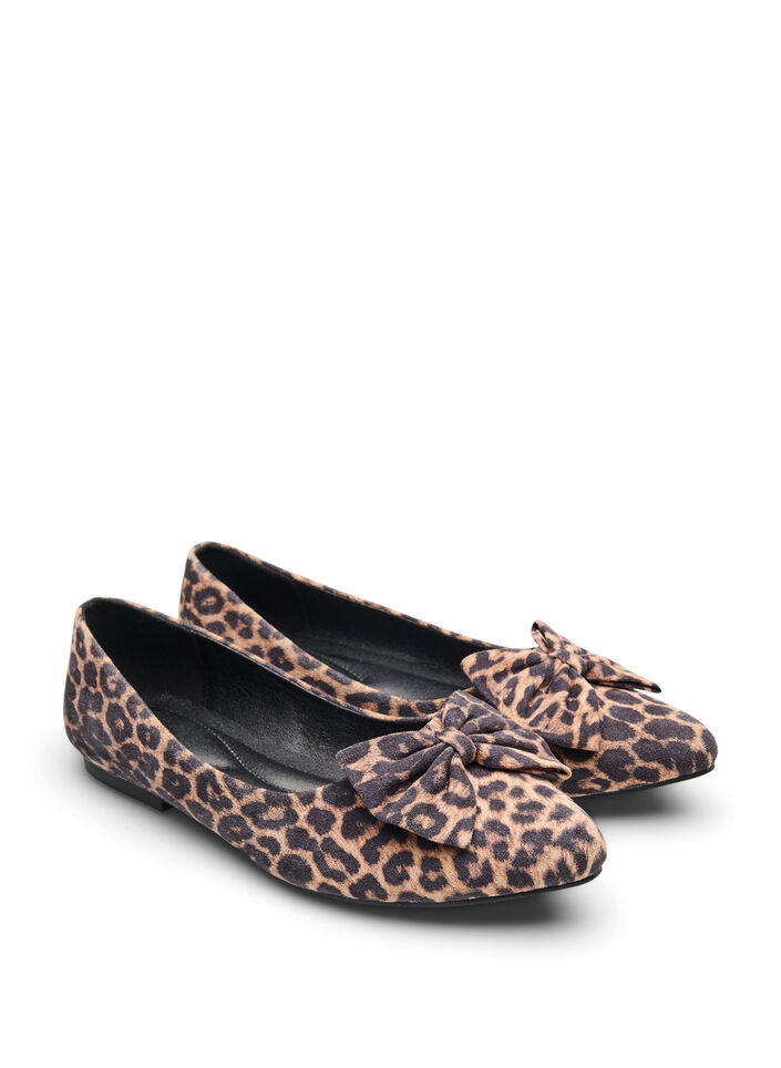 Wide fit - Ballerina pumps with a bow, Brown, Packshot image number 1