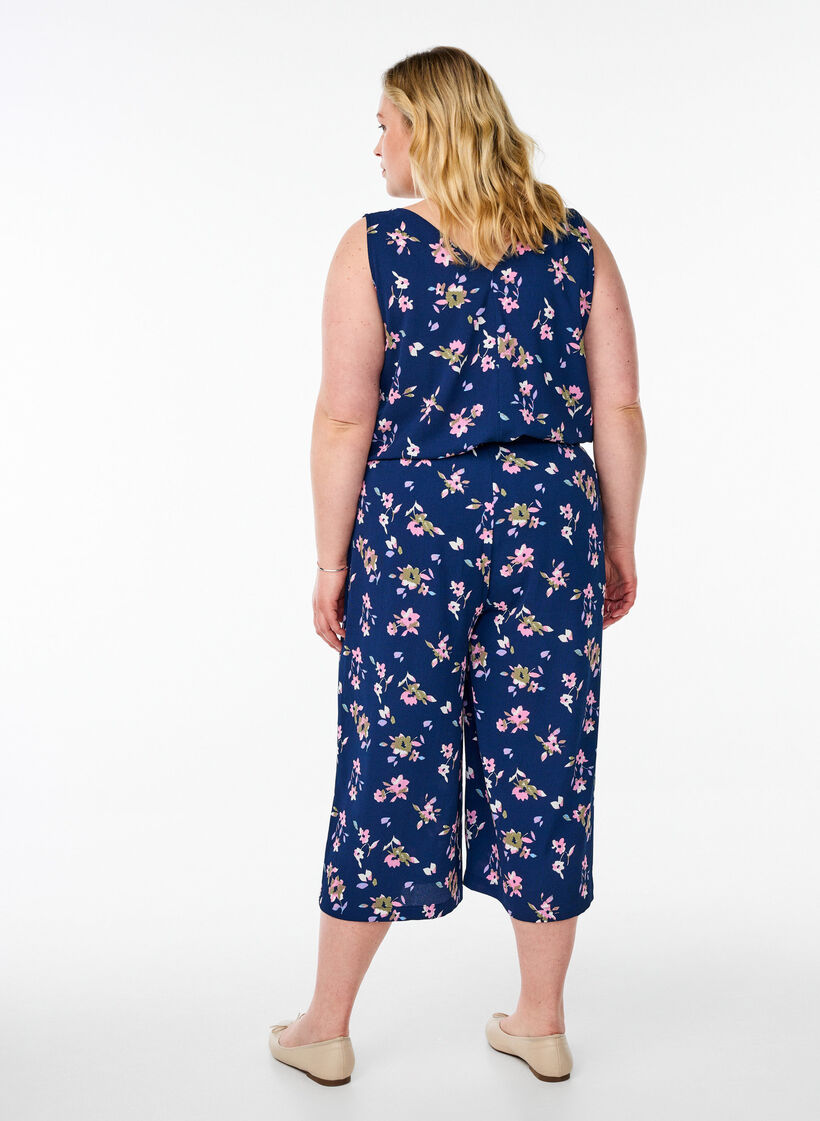 Culotte trousers with print, Blue, Model image number 1