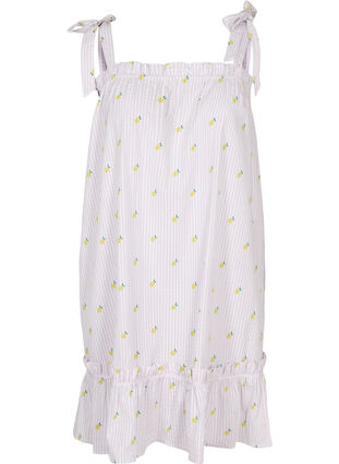 Beach dress in cotton with tie straps, Lemon Print, Packshot image number 0