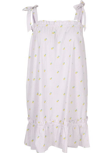 Beach dress in cotton with tie straps, Lemon Print, Packshot image number 0