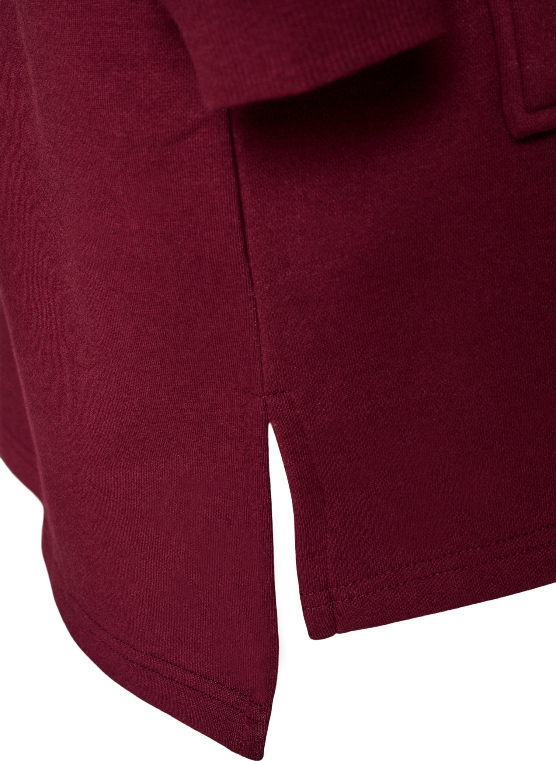ZizzifashionLong hooded cardigan with zipper, Red, Packshot image number 4