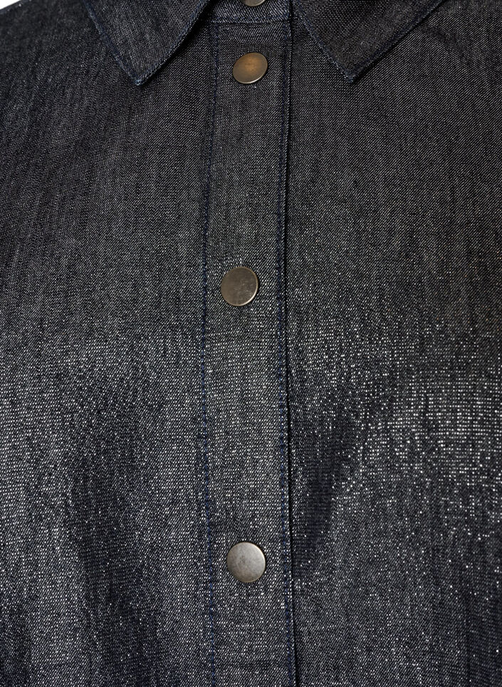 Denim shirt with glitter thread and 3/4 sleeves, Dark Grey, Packshot image number 2