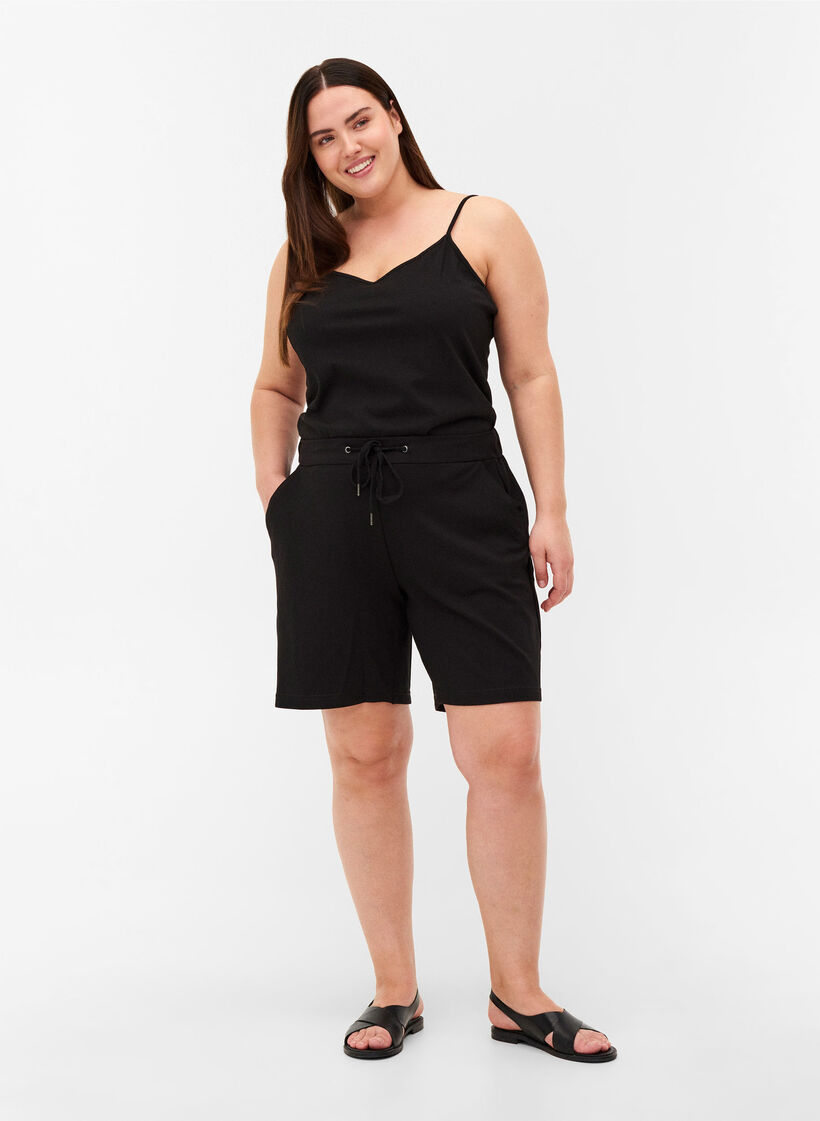 2-pack basic cotton top, Black, Model image number 2