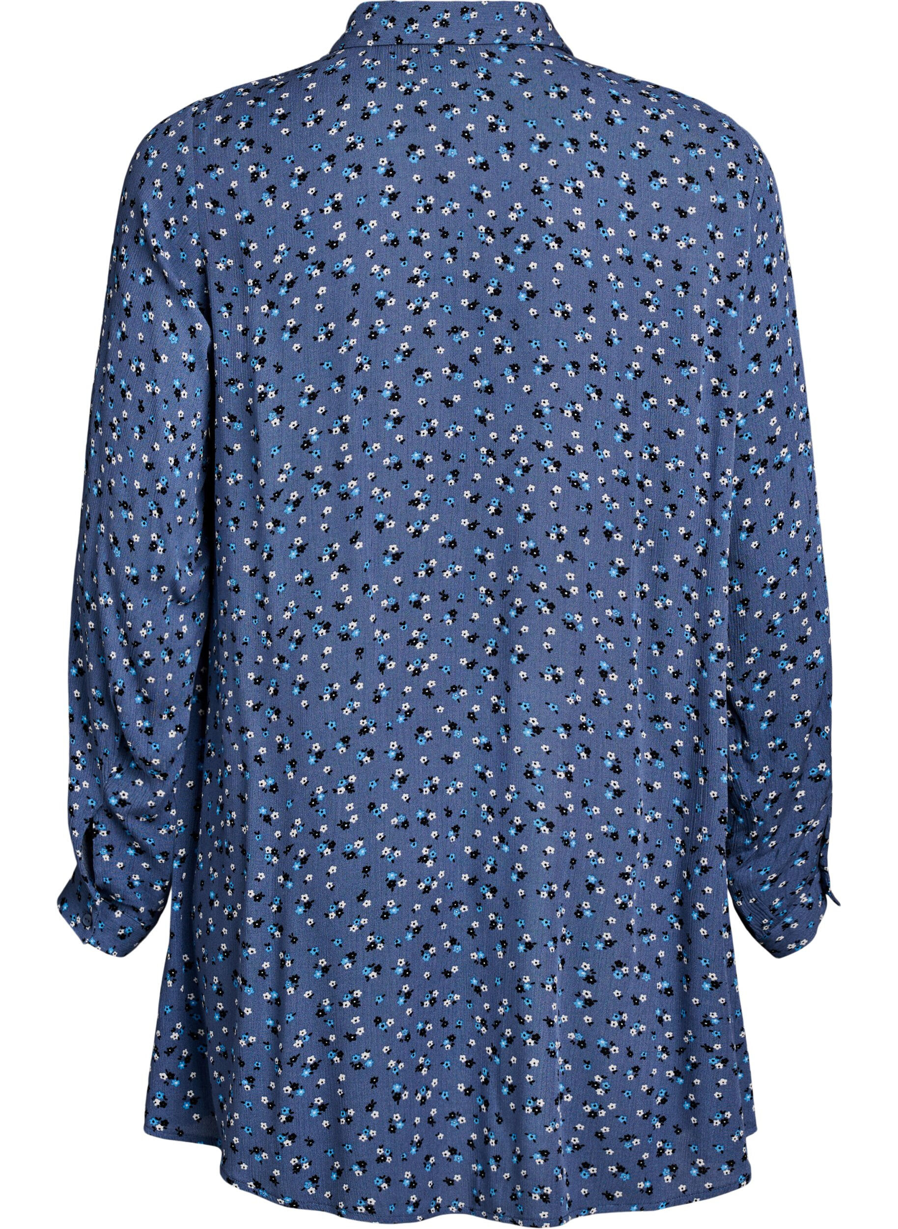 Zizzifashion Long shirt with floral print, Blue, Packshot image number 1