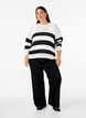 Long-sleeved striped knitted blouse, Vanilla, Model image number 1