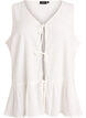 Sleeveless blouse with texture and a tie fastening, Vanilla, Packshot image number 0
