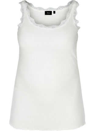 Top with lace trim, White Cream, Packshot image number 0