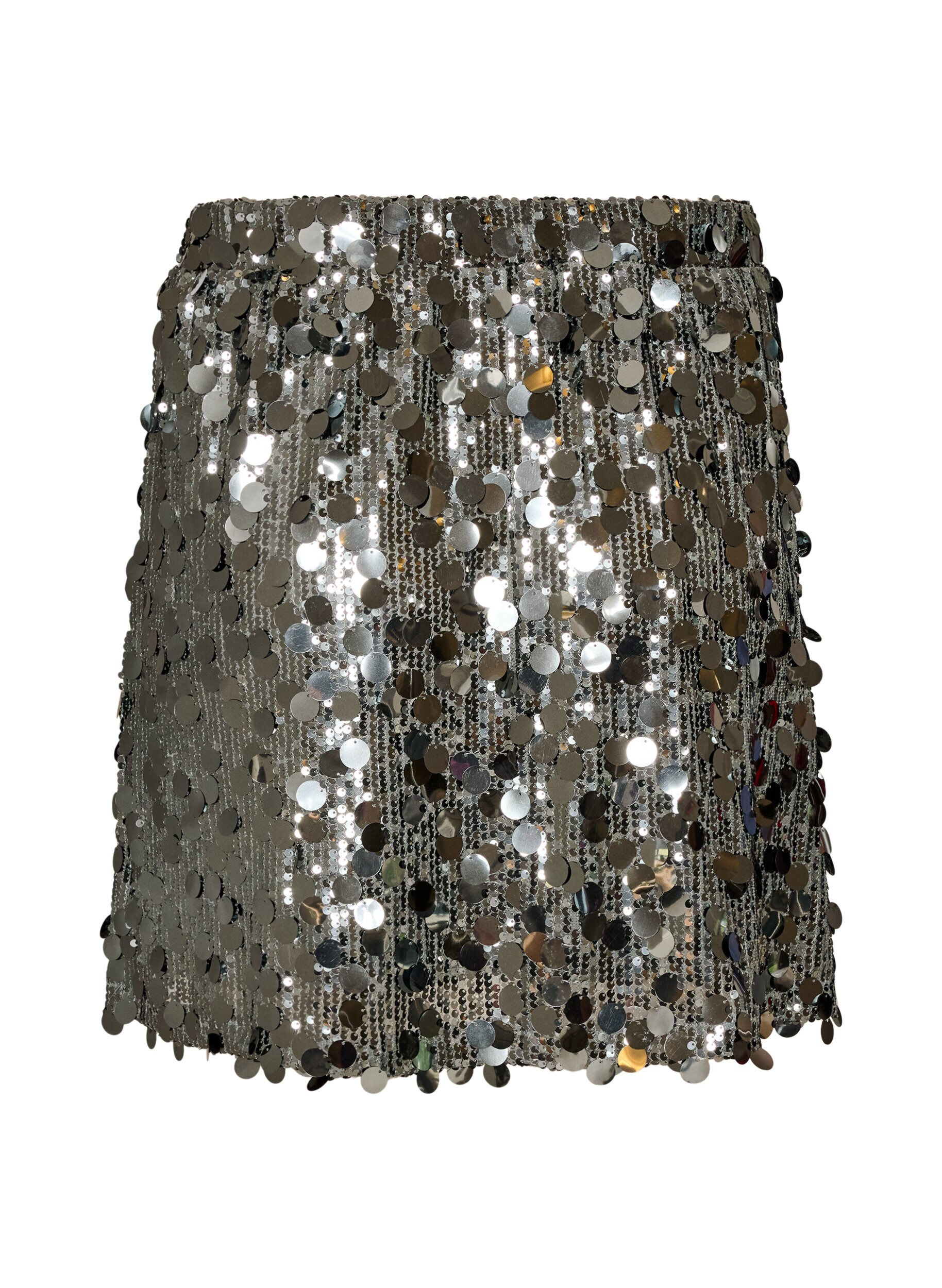 ZizzifashionShort sequin skirt with an elasticated waistband, Dark Grey, Packshot image number 1