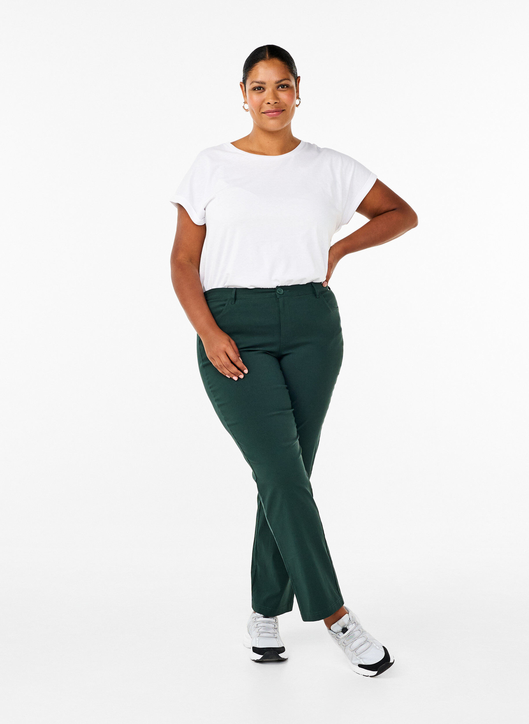 Classic viscose blend trousers, Green, Model