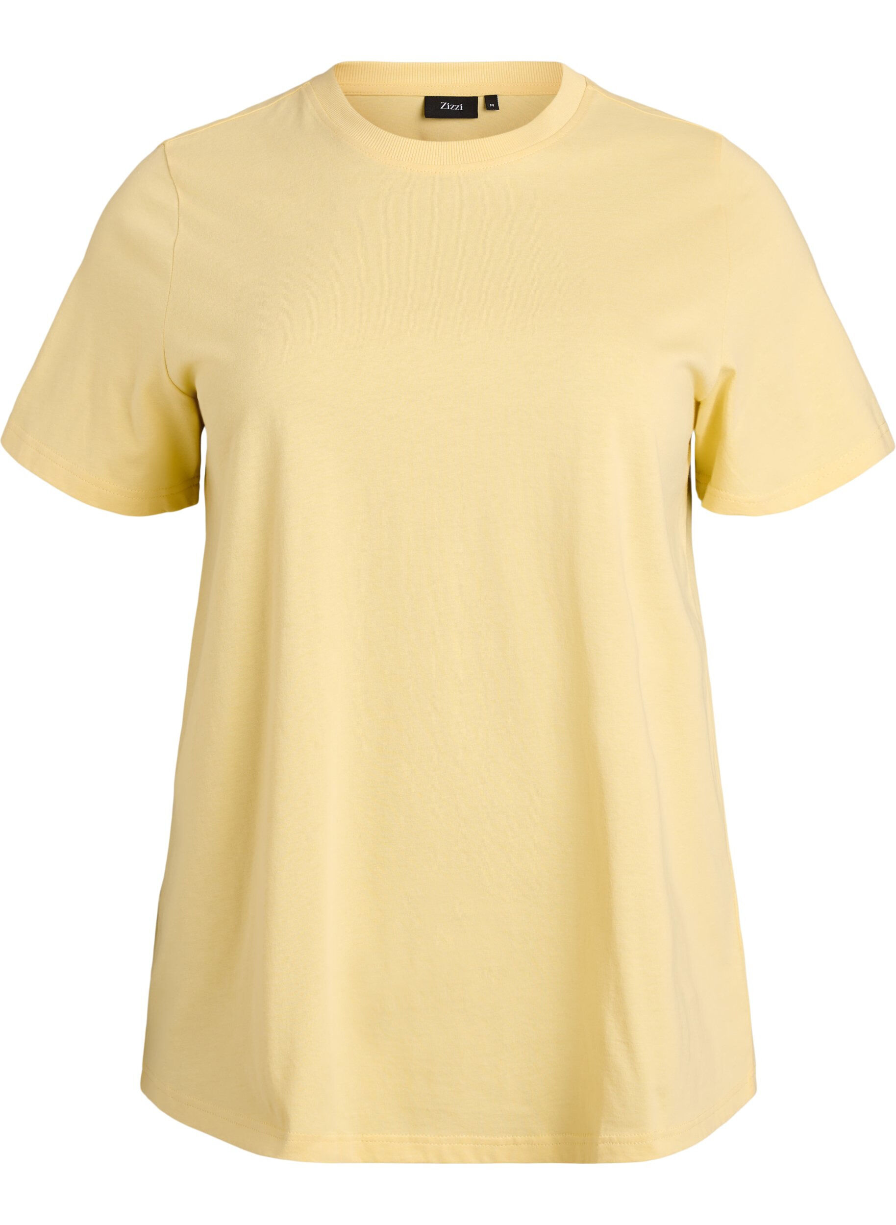 ZizzifashionBasic cotton T-shirt with round neck, Yellow, Packshot image number 0