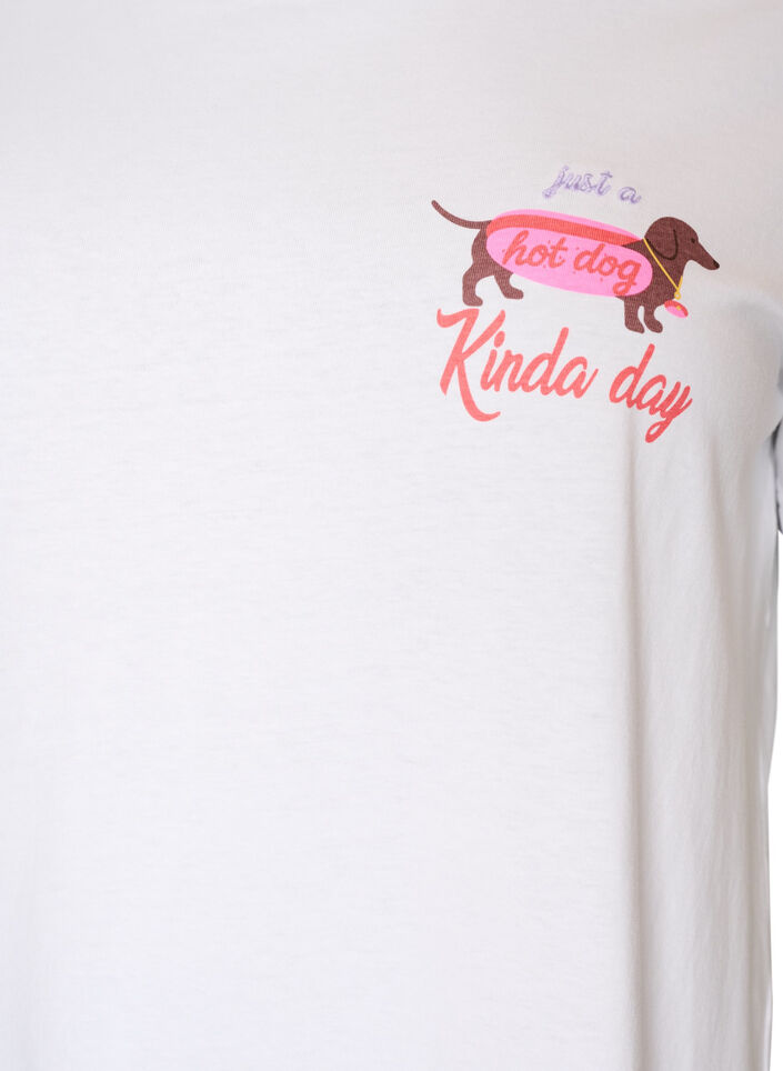 Cotton T-shirt with chest print, White, Packshot image number 2