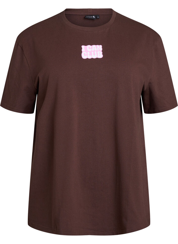 Sporty T-shirt in organic cotton, Brown, Packshot image number 0