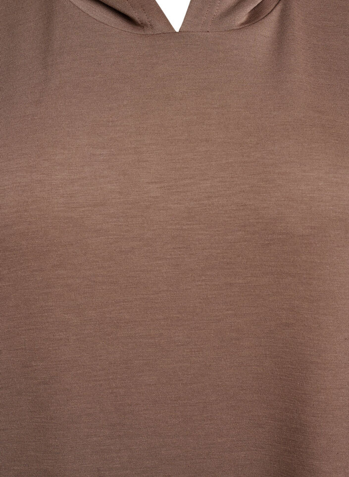 Short sleeve sweat dress in modal mix, Brown, Packshot image number 2