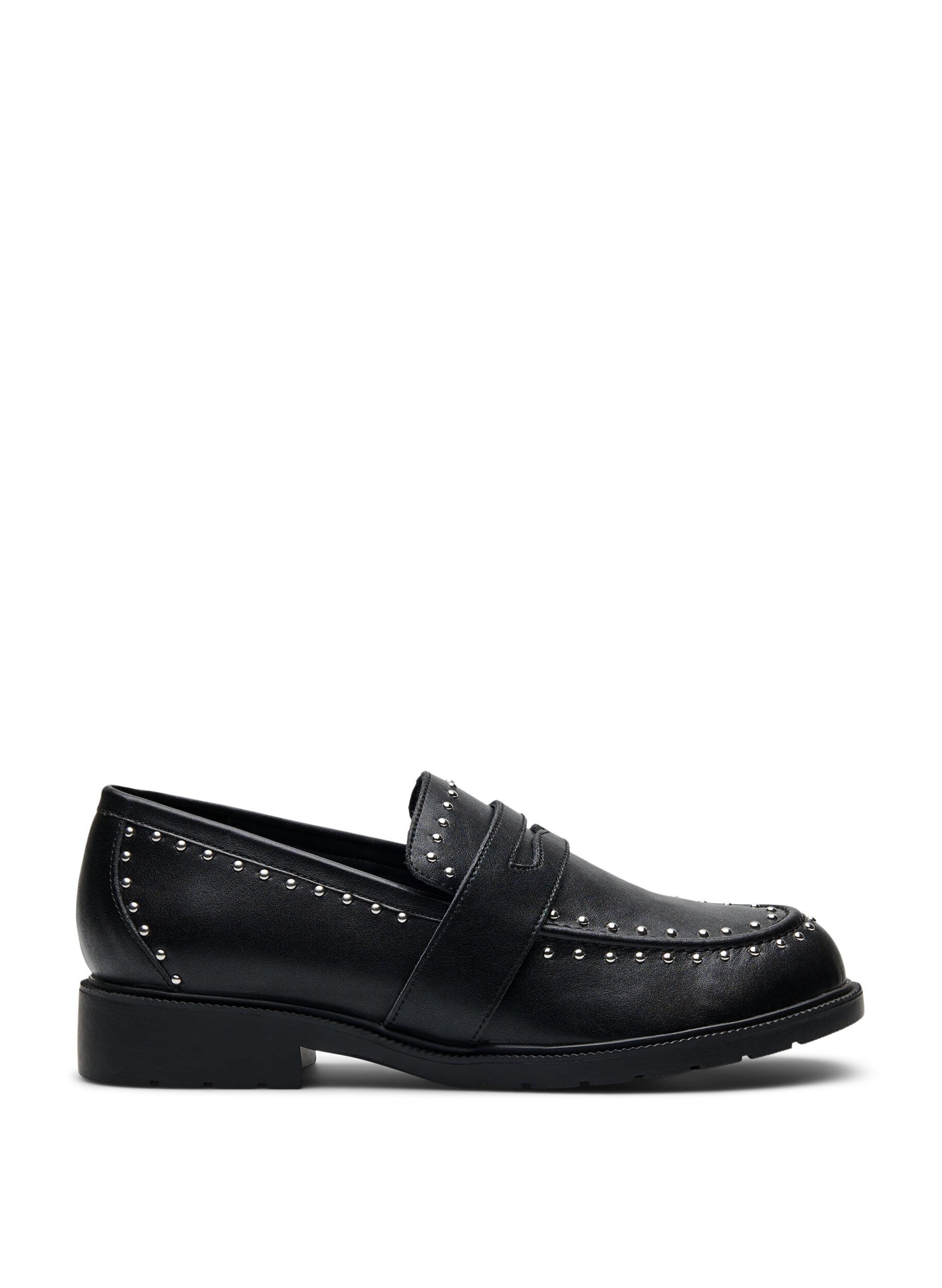 Zizzifashion Wide fit - Leather loafers with studs, Black, Packshot image number 0