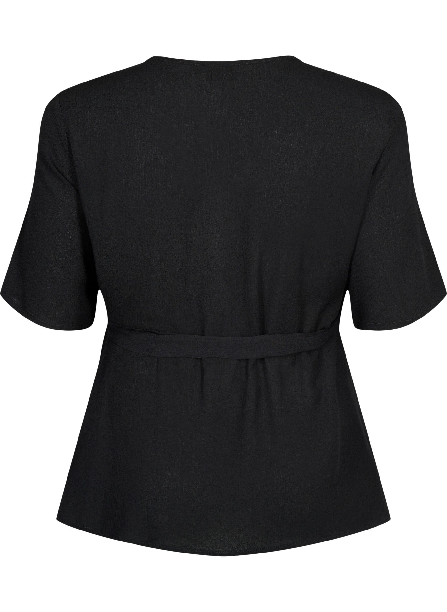 Zizzifashion Viscose blouse with wrap, Black, Packshot image number 1