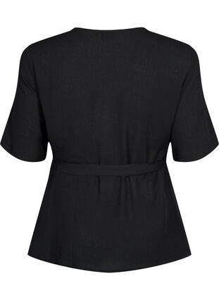 Viscose blouse with wrap, Black, Packshot image number 1