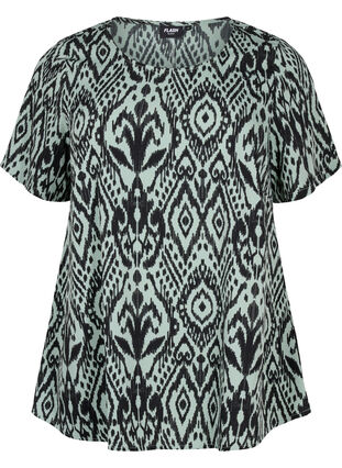 FLASH - Blouse with short sleeves and print, Green Bay Ehnic, Packshot image number 0