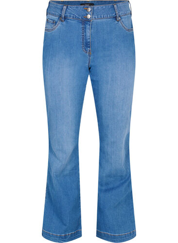 High waisted Ellen jeans with bootcut, Blue denim, Packshot image number 0