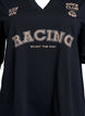 Oversized T-shirt with Racing print, Black, Packshot image number 2