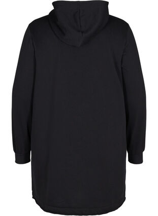 Long, hooded sweatshirt with pocket, Black, Packshot image number 1