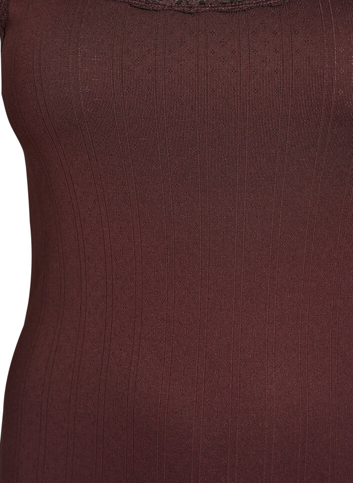 Tank top with lace trim and eyelet embroidery, Brown, Packshot image number 2